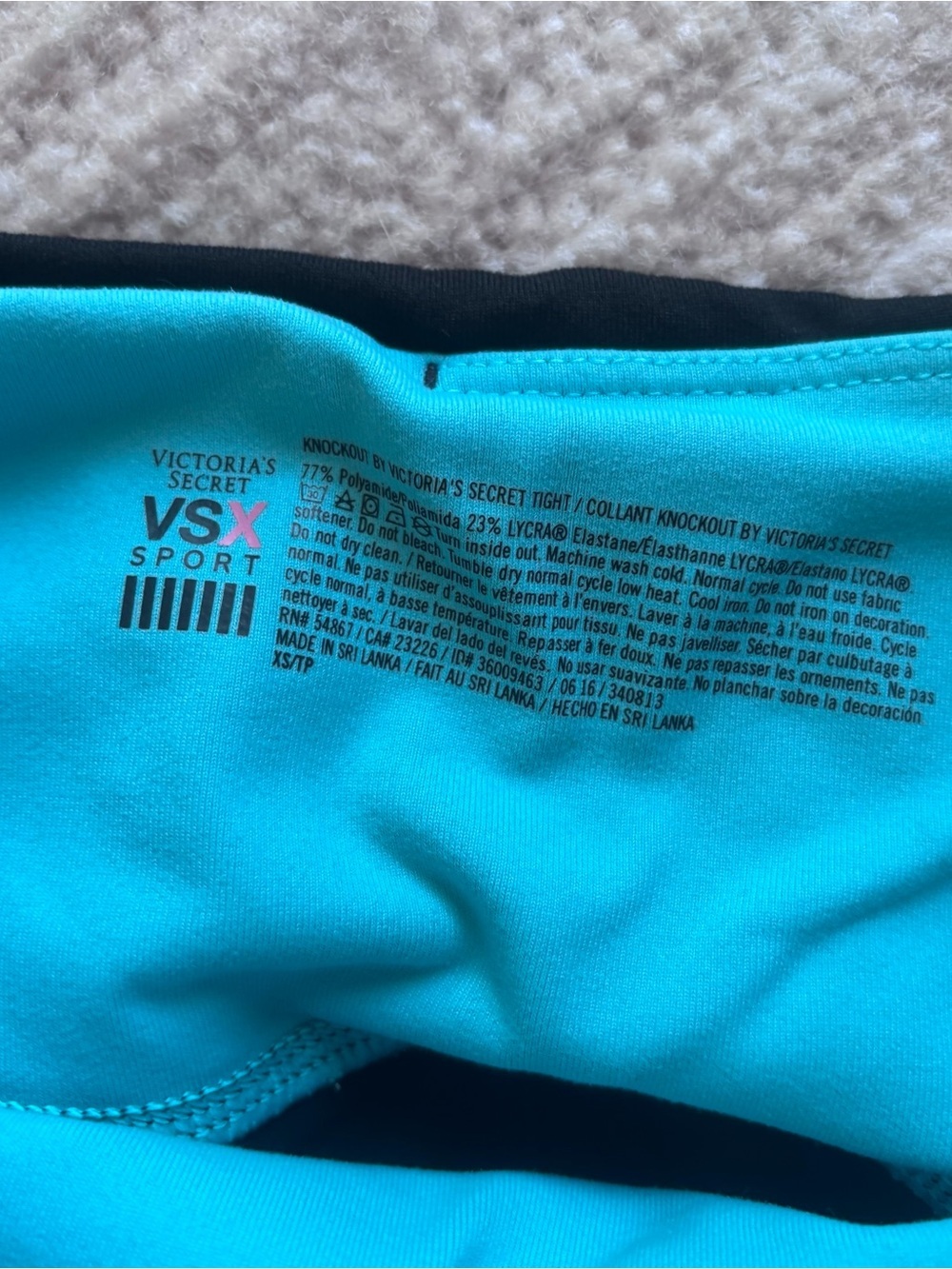 Victoria's Secret VSX Black Leggings with Bright Blue Side Logo - Picture 6 of 10
